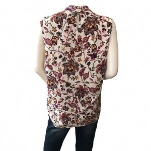 J. Jill Floral Sleeveless Camisole - White with Pink & Brown Floral